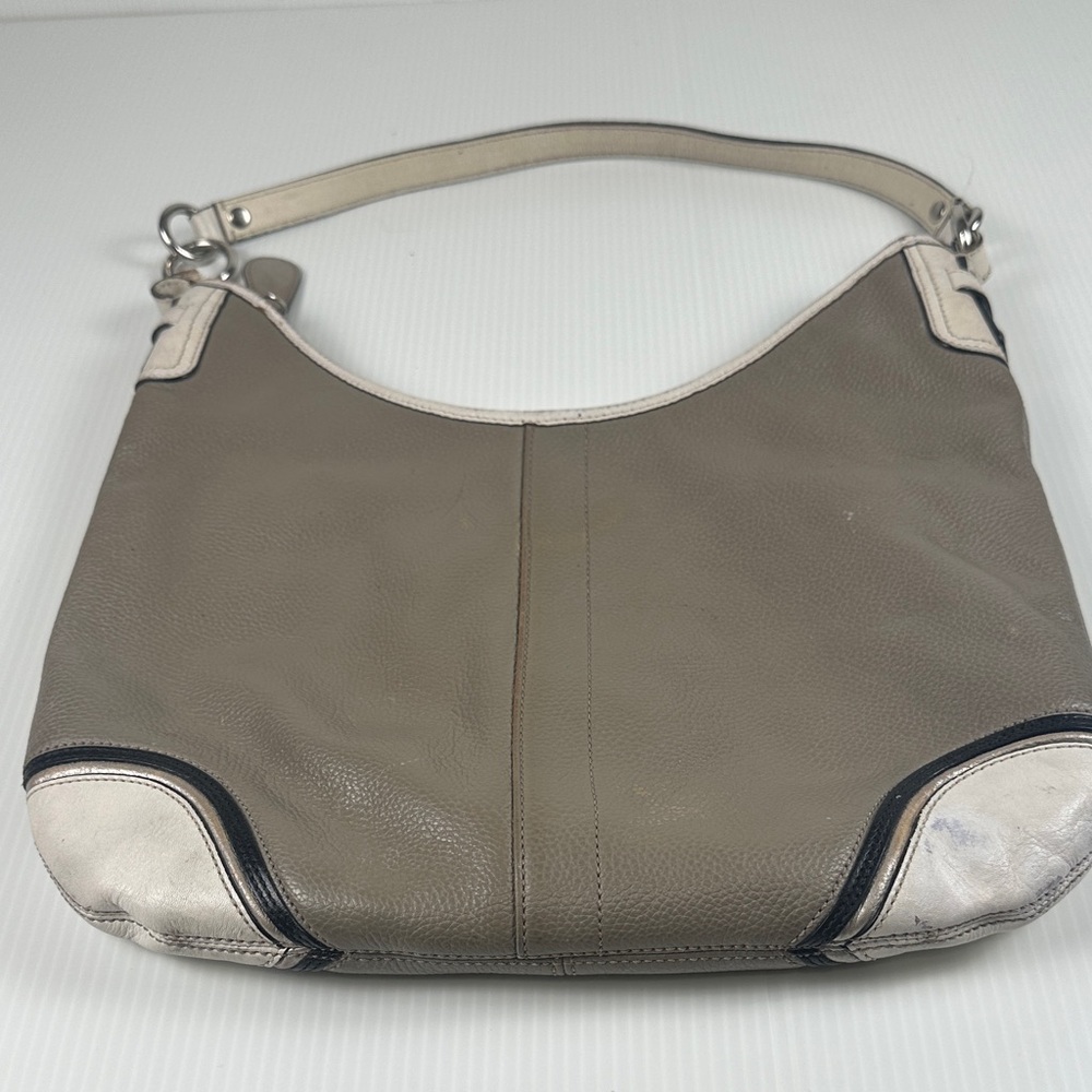 Coach Gray and Cream Shoulder Bag